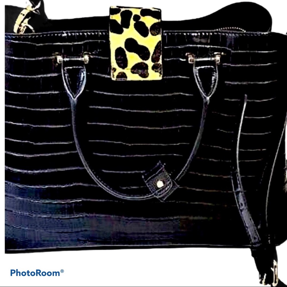 ❤️SOLD❤️ DUNE LONDON black leather crossbody tote - Picture 3 of 5